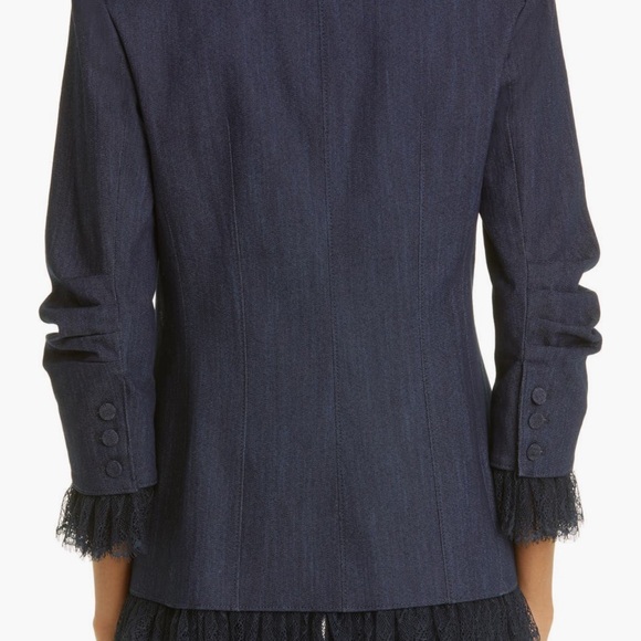 Cinq à Sept Navy Blazer with Lace Trim - Picture 6 of 14